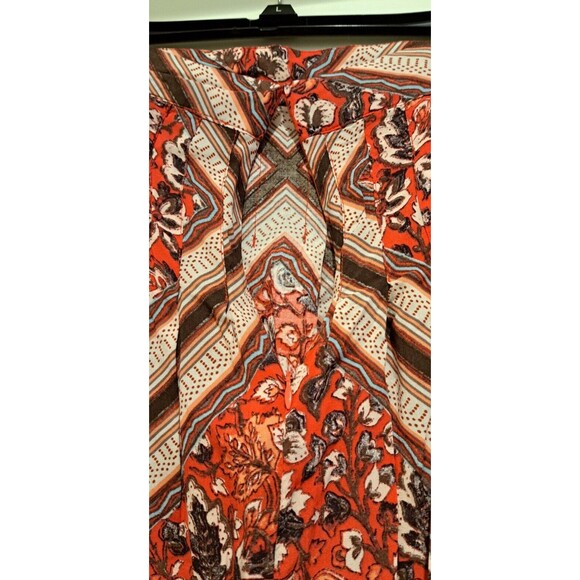 Free People Paradise Printed High-Low Maxi Boho Skirt Pimento Combo Red Size 10 - Picture 5 of 12